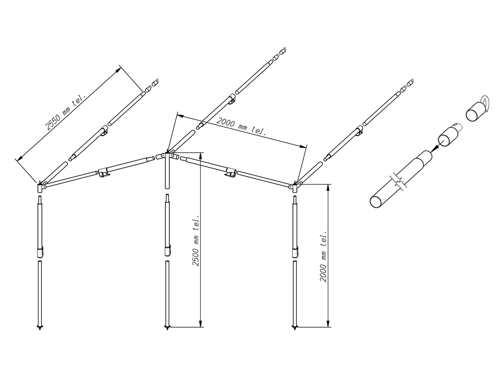 Zweite Chance Piper Sonnendach Gestänge PowerGrip Aluminium 28 mm Größe 2 – 7