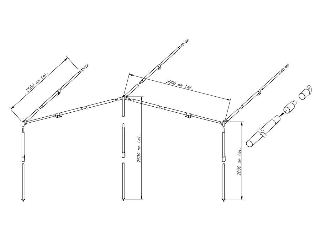 Zweite Chance Piper Sonnendach Gestänge PowerGrip Aluminium 28 mm Größe 8 – 10