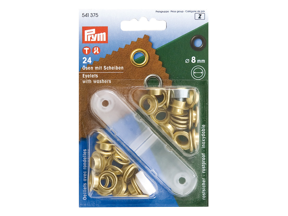 Prym 8 mm Messing Ösen mit Scheiben
